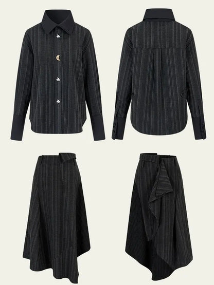 AnnoMundi Deconstructed Striped Shirt And Skirt Set Suits