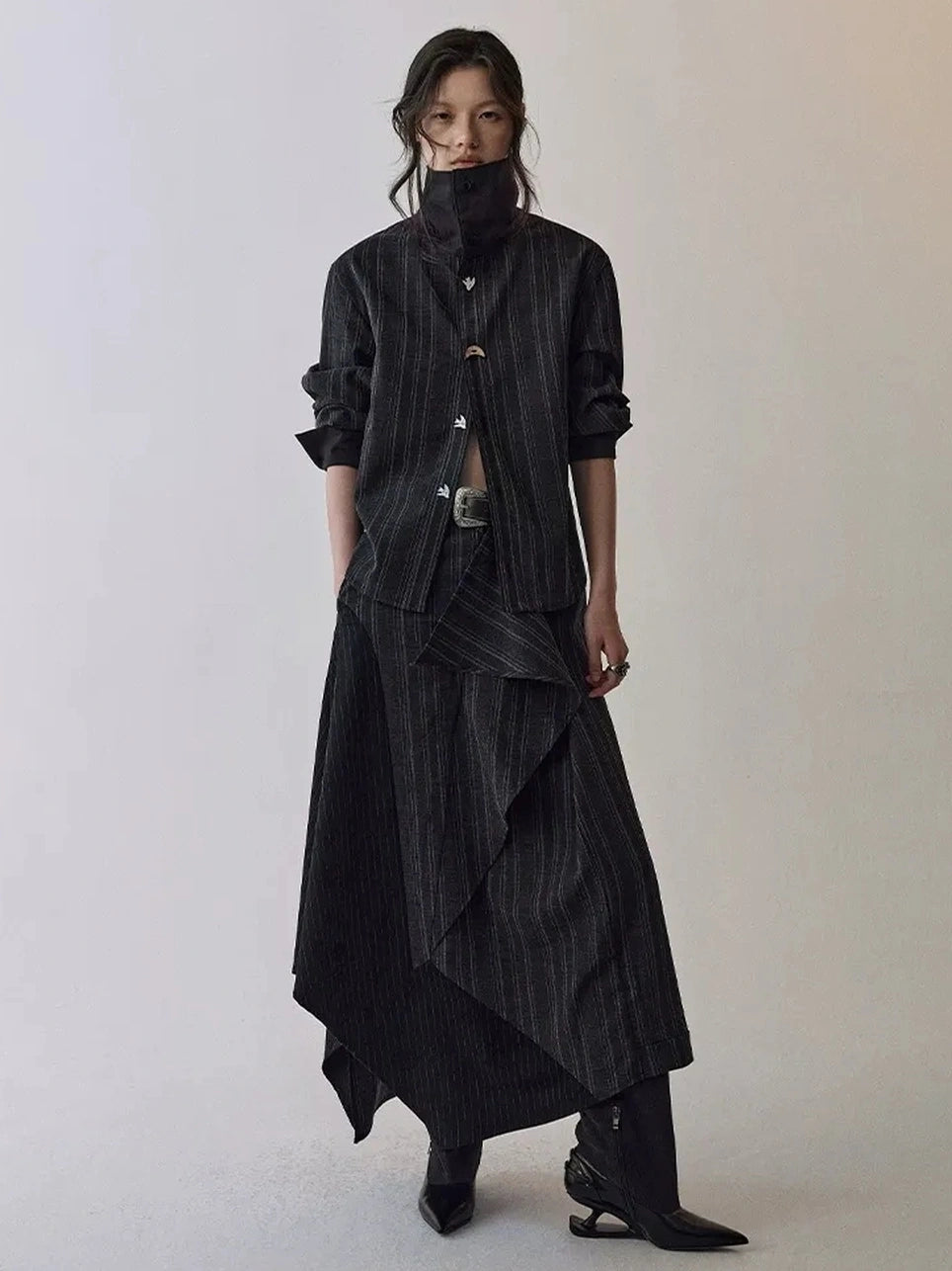 AnnoMundi Deconstructed Striped Shirt And Skirt Set Suits