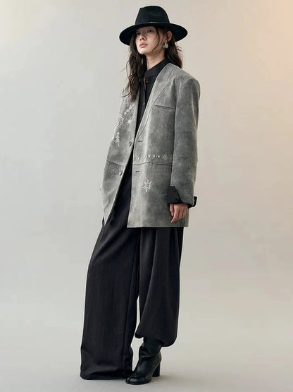 AnnoMundi Deconstructed Wide Leg Trousers With Layered Waistband Pants