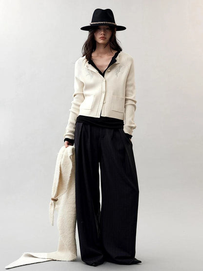 AnnoMundi Deconstructed Wide Leg Trousers With Layered Waistband Pants