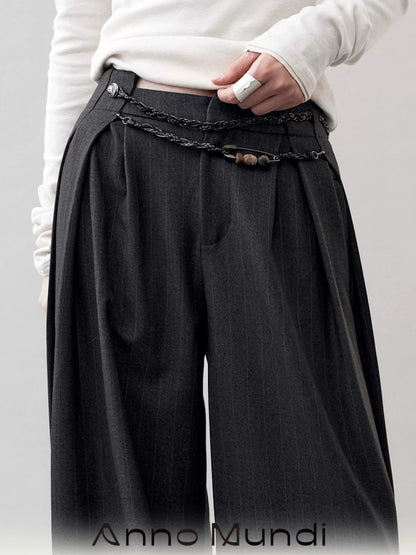 AnnoMundi Deconstructed Wide Leg Trousers With Layered Waistband Pants