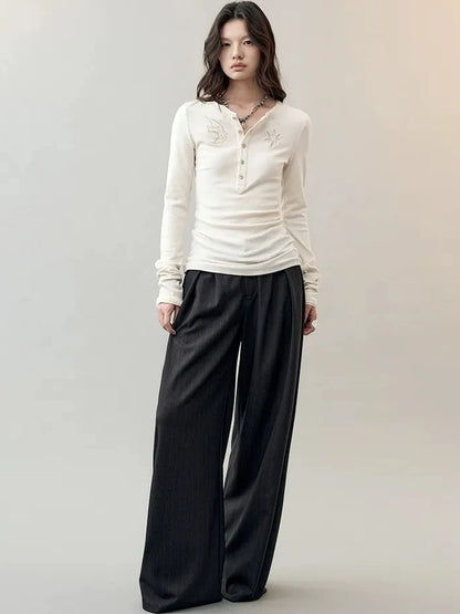AnnoMundi Deconstructed Wide Leg Trousers With Layered Waistband Pants