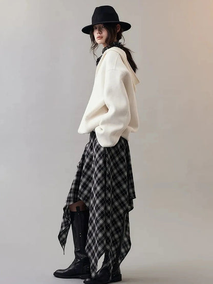 AnnoMundi Deep V Hooded Wool Coat Jacket