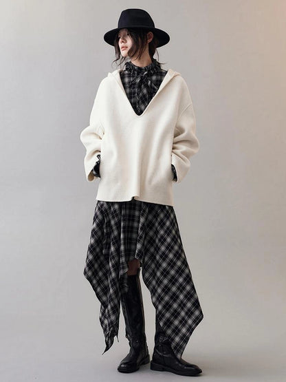 AnnoMundi Deep V Hooded Wool Coat Jacket