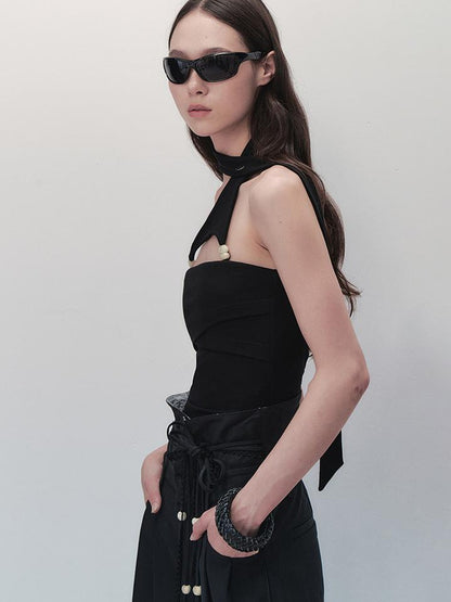 AnnoMundi Detachable Pearl Choker Cami Top