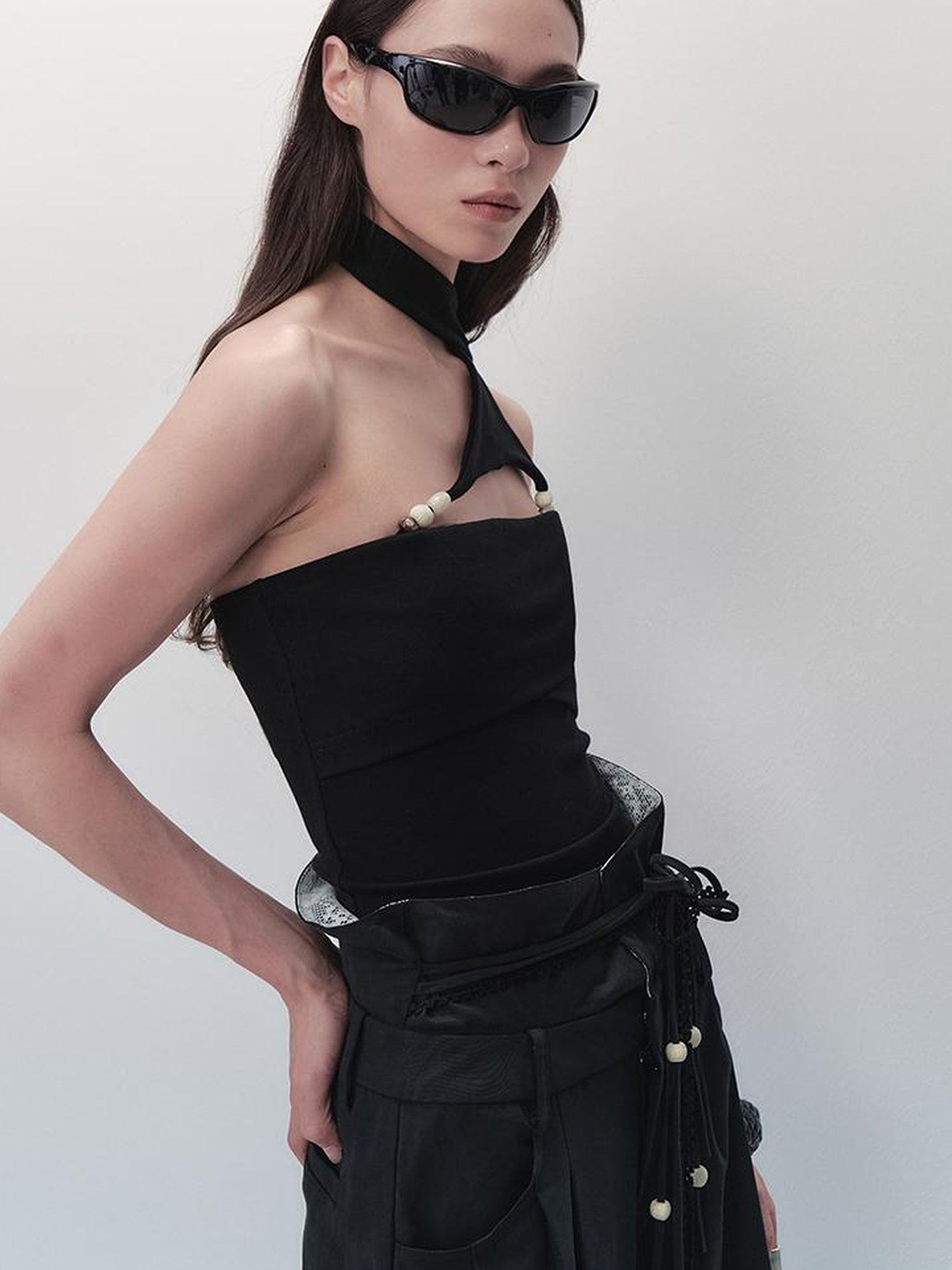 AnnoMundi Detachable Pearl Choker Cami Top