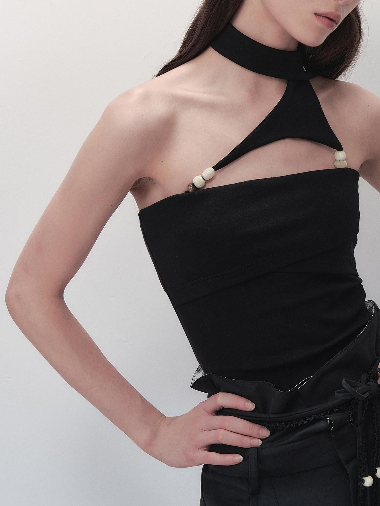 AnnoMundi Detachable Pearl Choker Cami Top