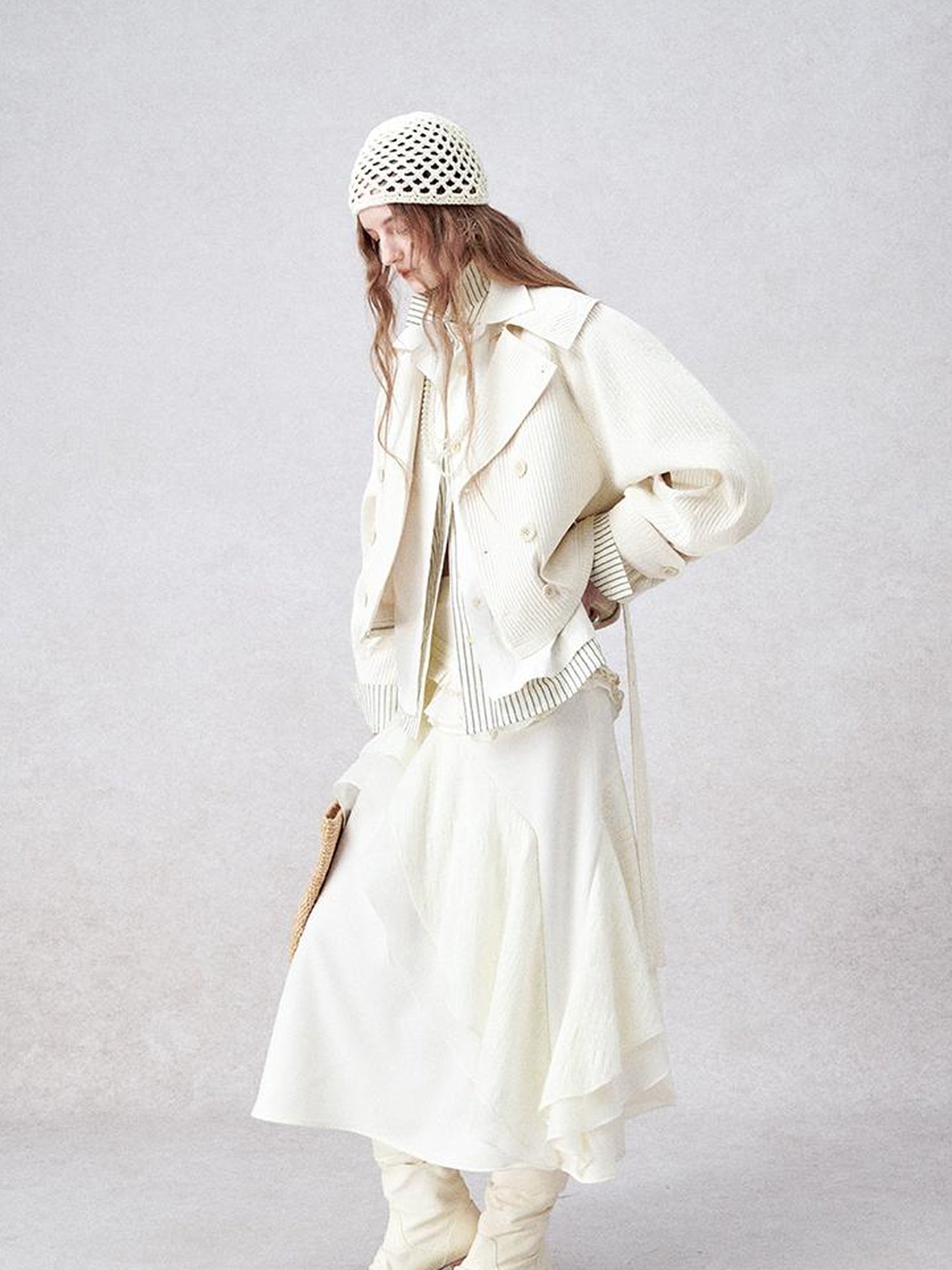 AnnoMundi Detachable Pleated Trench Coat With Asymmetric Hem