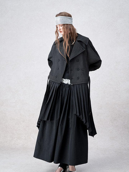 AnnoMundi Detachable Pleated Trench Coat With Asymmetric Hem