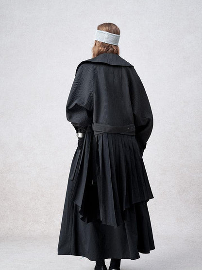 AnnoMundi Detachable Pleated Trench Coat With Asymmetric Hem