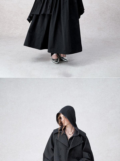 AnnoMundi Detachable Pleated Trench Coat With Asymmetric Hem