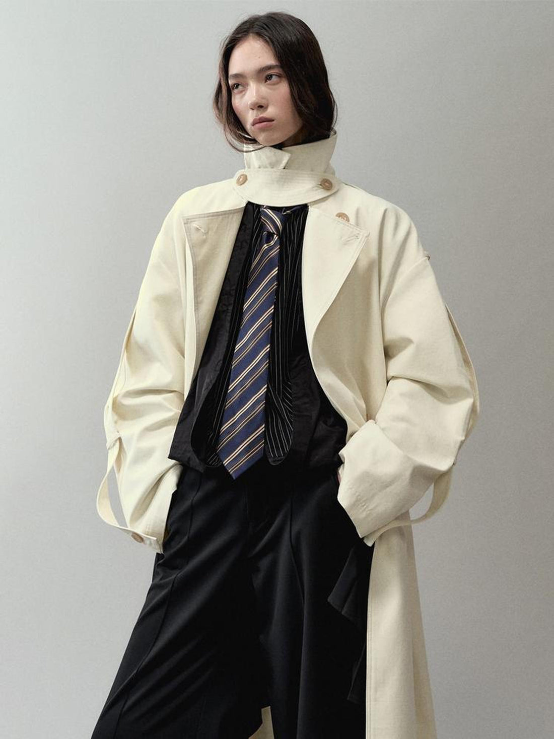 AnnoMundi Detachable Sash Cotton Trench Coat