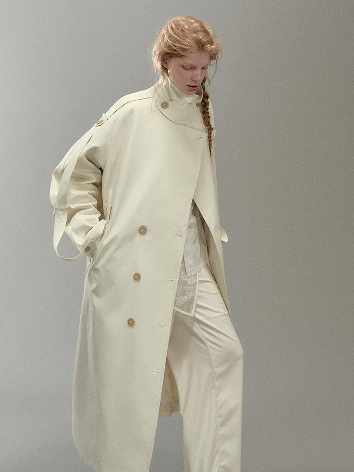 AnnoMundi Detachable Sash Cotton Trench Coat