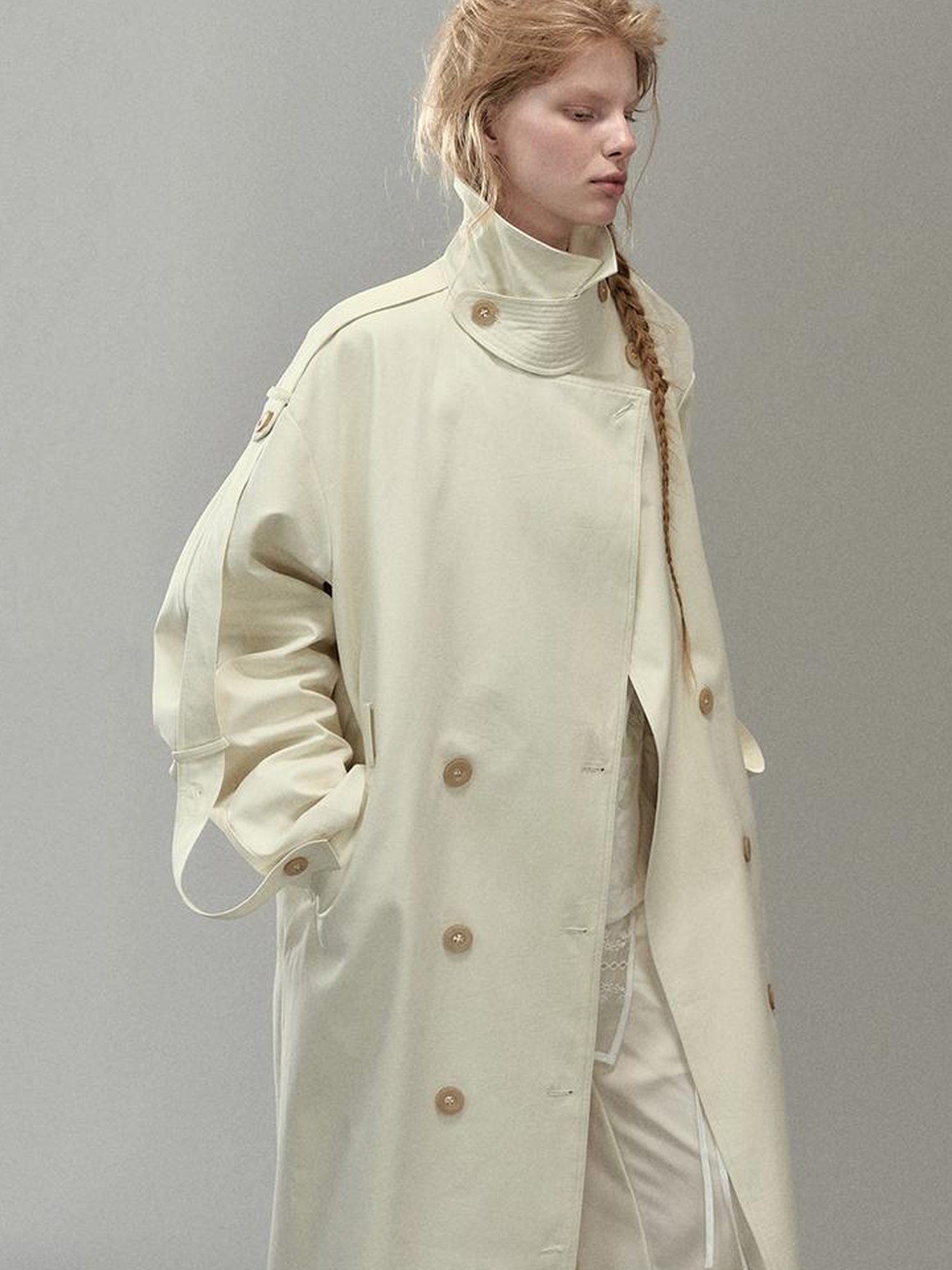 AnnoMundi Detachable Sash Cotton Trench Coat