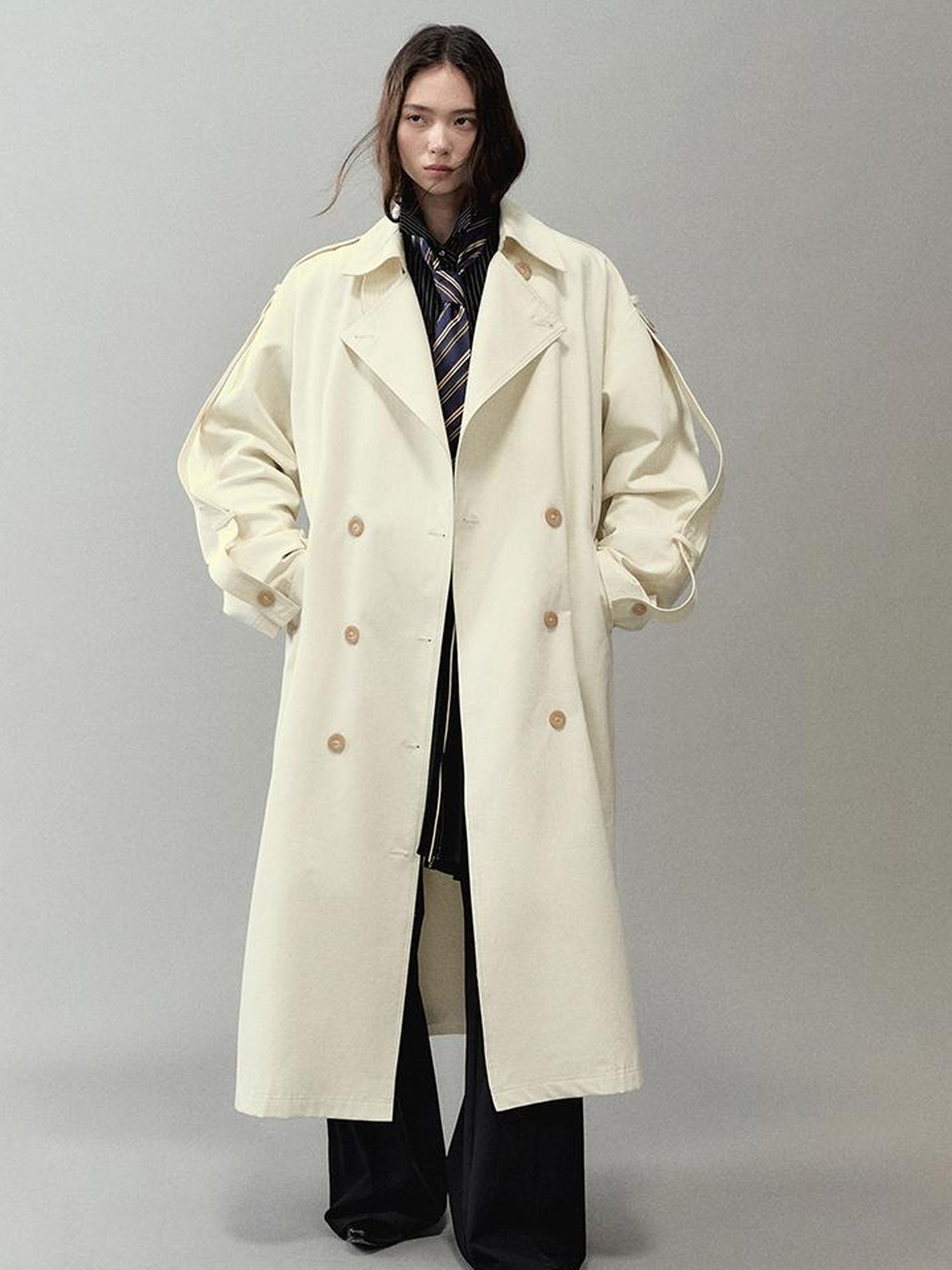 AnnoMundi Detachable Sash Cotton Trench Coat