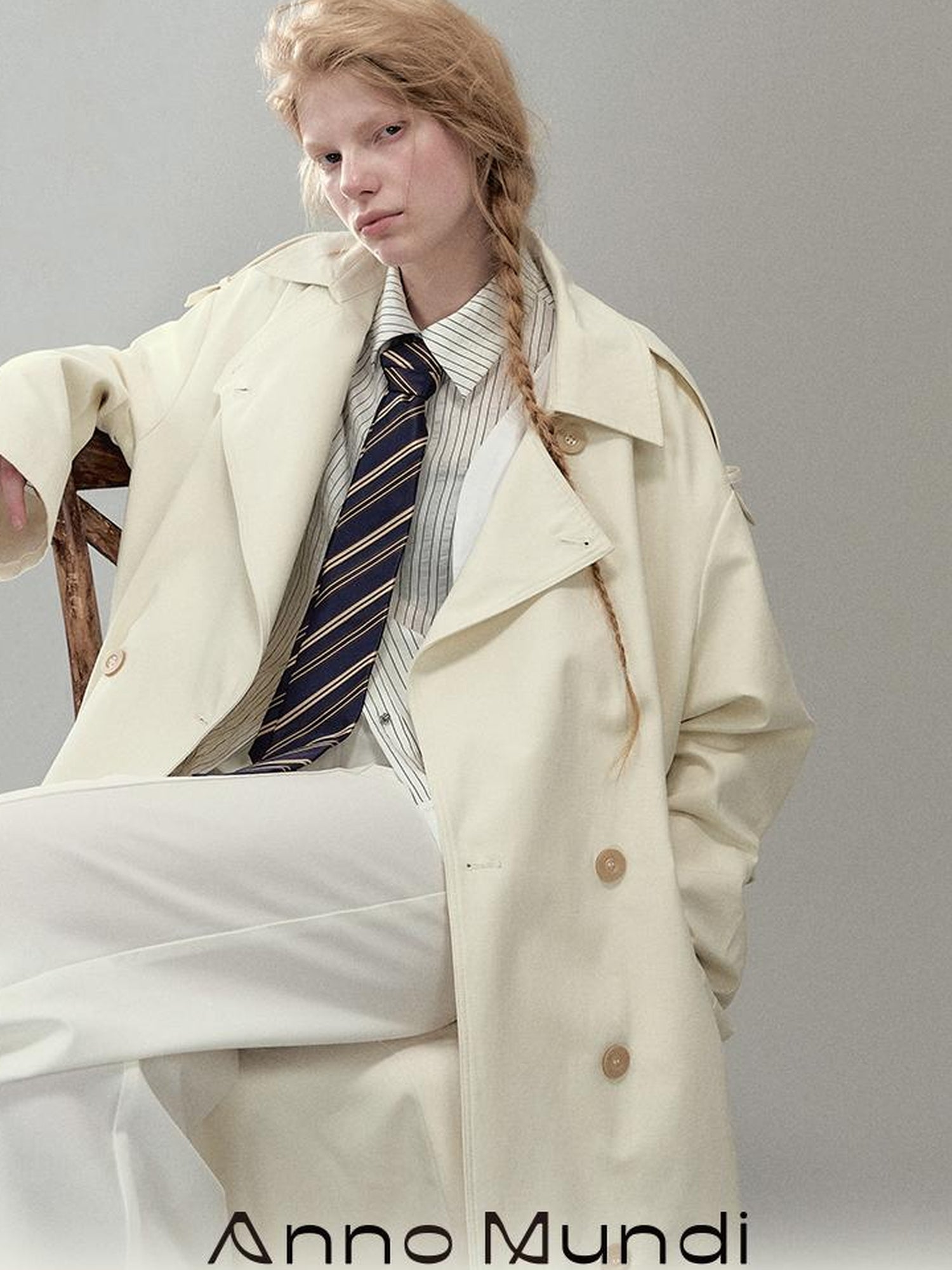 AnnoMundi Detachable Sash Cotton Trench Coat