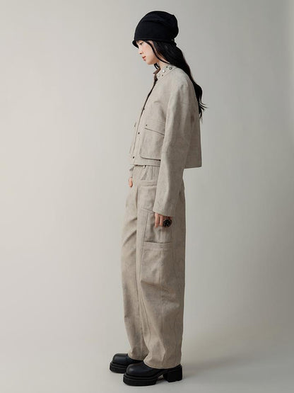 AnnoMundi Distressed Marble Washed Denim Jacket With Studs