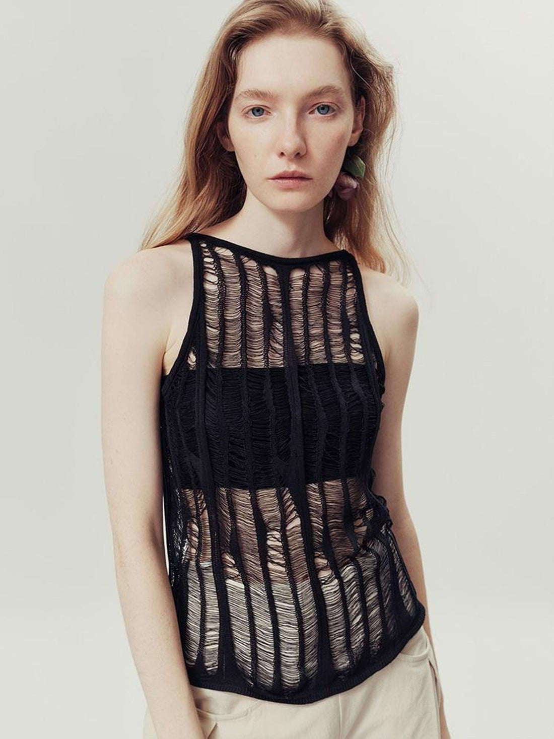 AnnoMundi Distressed Open Knit Summer Vest Top