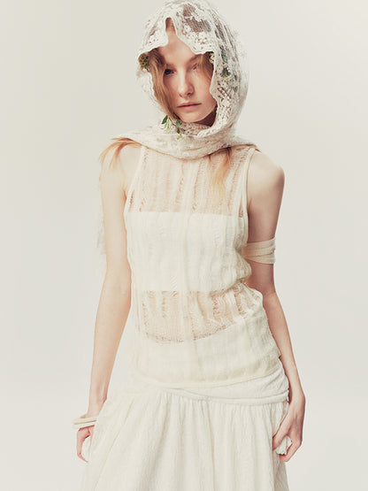AnnoMundi Distressed Open Knit Summer Vest Top