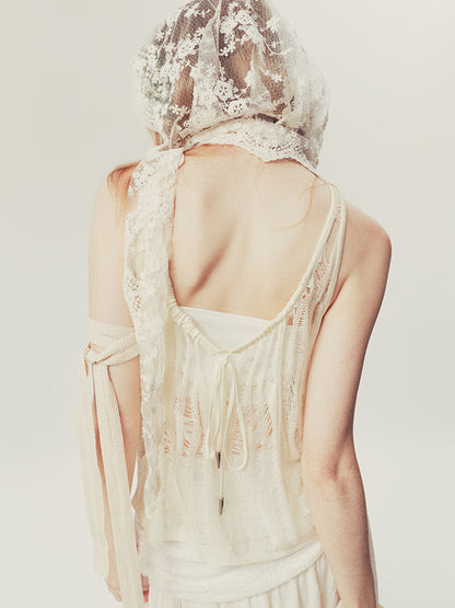 AnnoMundi Distressed Open Knit Summer Vest Top