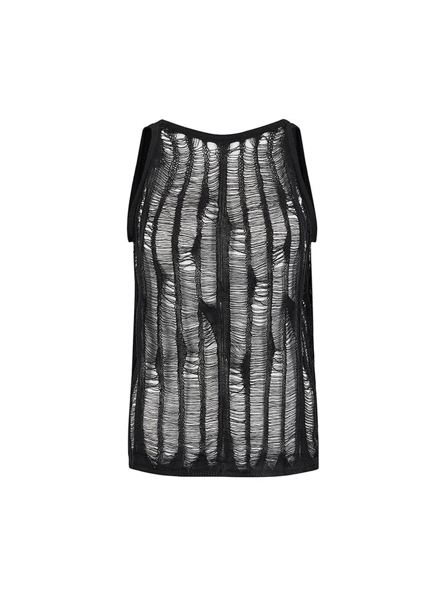 AnnoMundi Distressed Open Knit Summer Vest Top