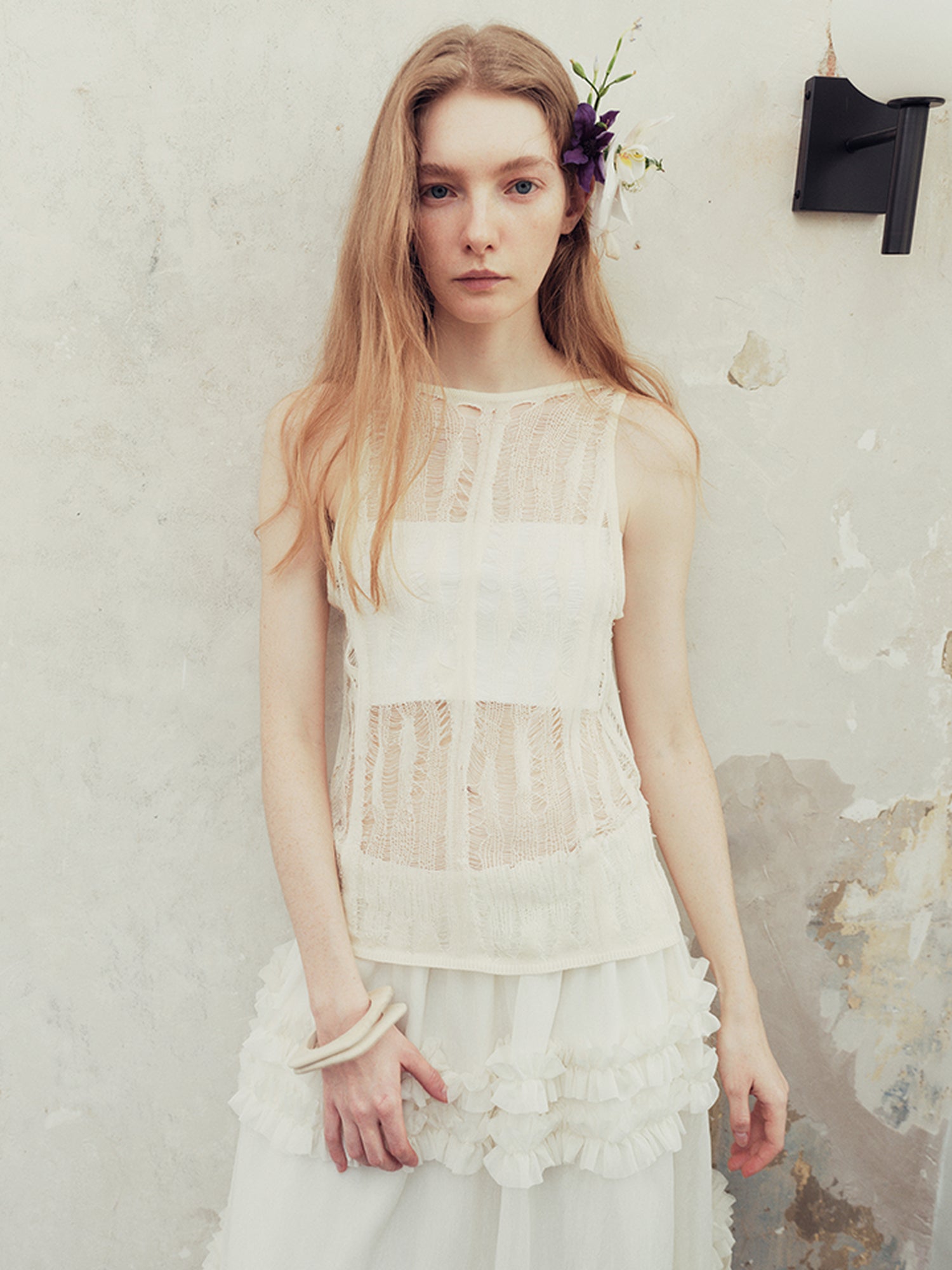 AnnoMundi Distressed Open Knit Summer Vest Top