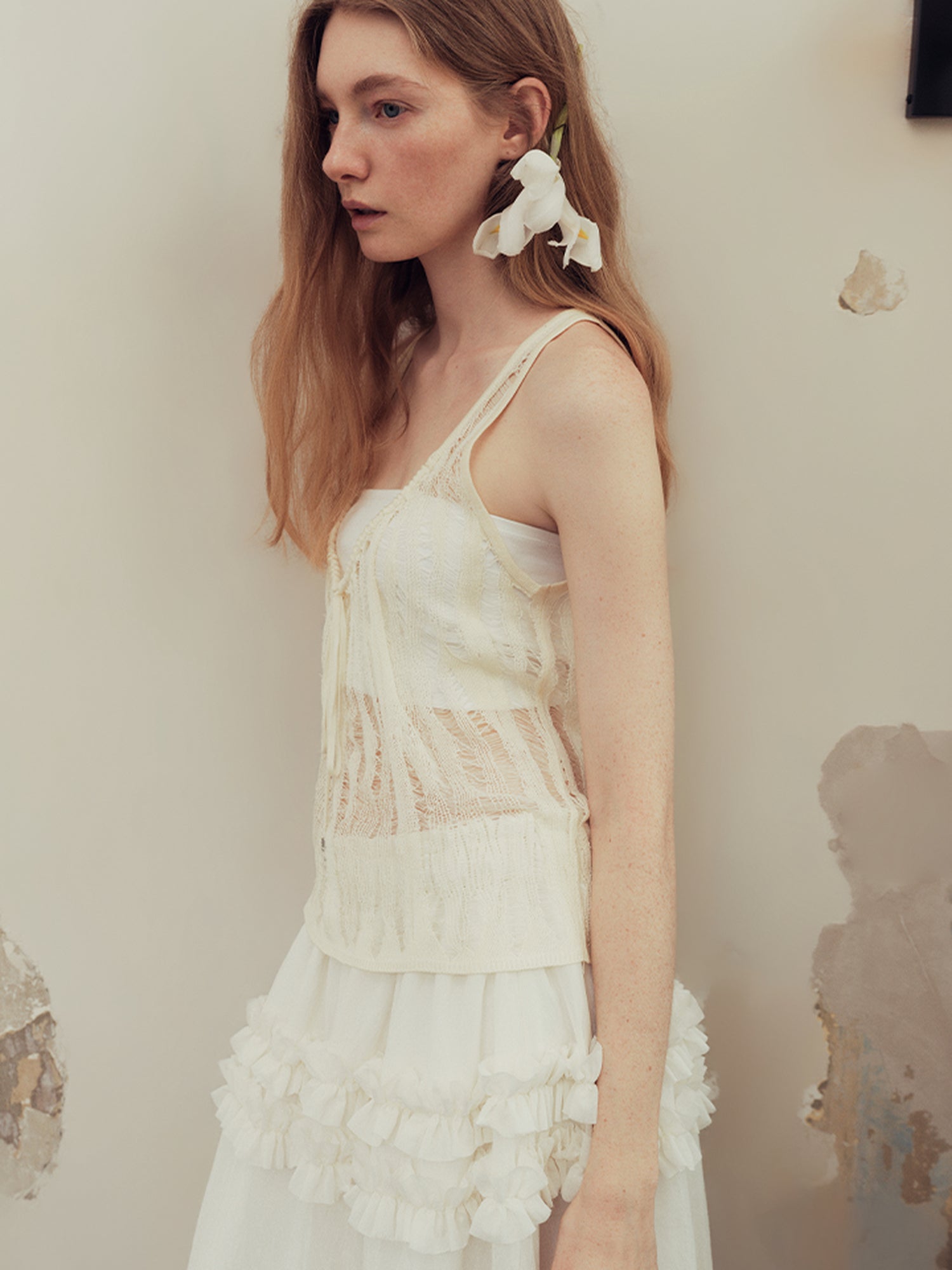 AnnoMundi Distressed Open Knit Summer Vest Top
