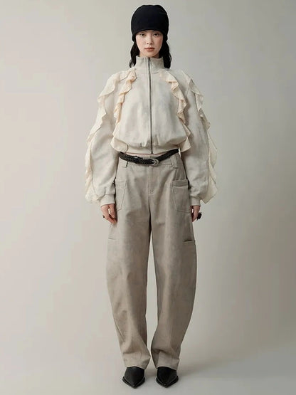 AnnoMundi Distressed Snowflake Jacquard Knit Peplum Hoodie Jacket