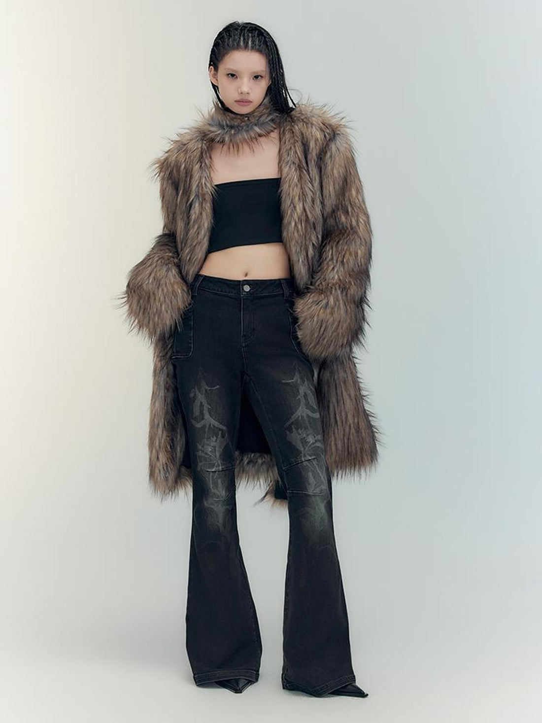 AnnoMundi Double Faced Trench Coat With Eco Fur