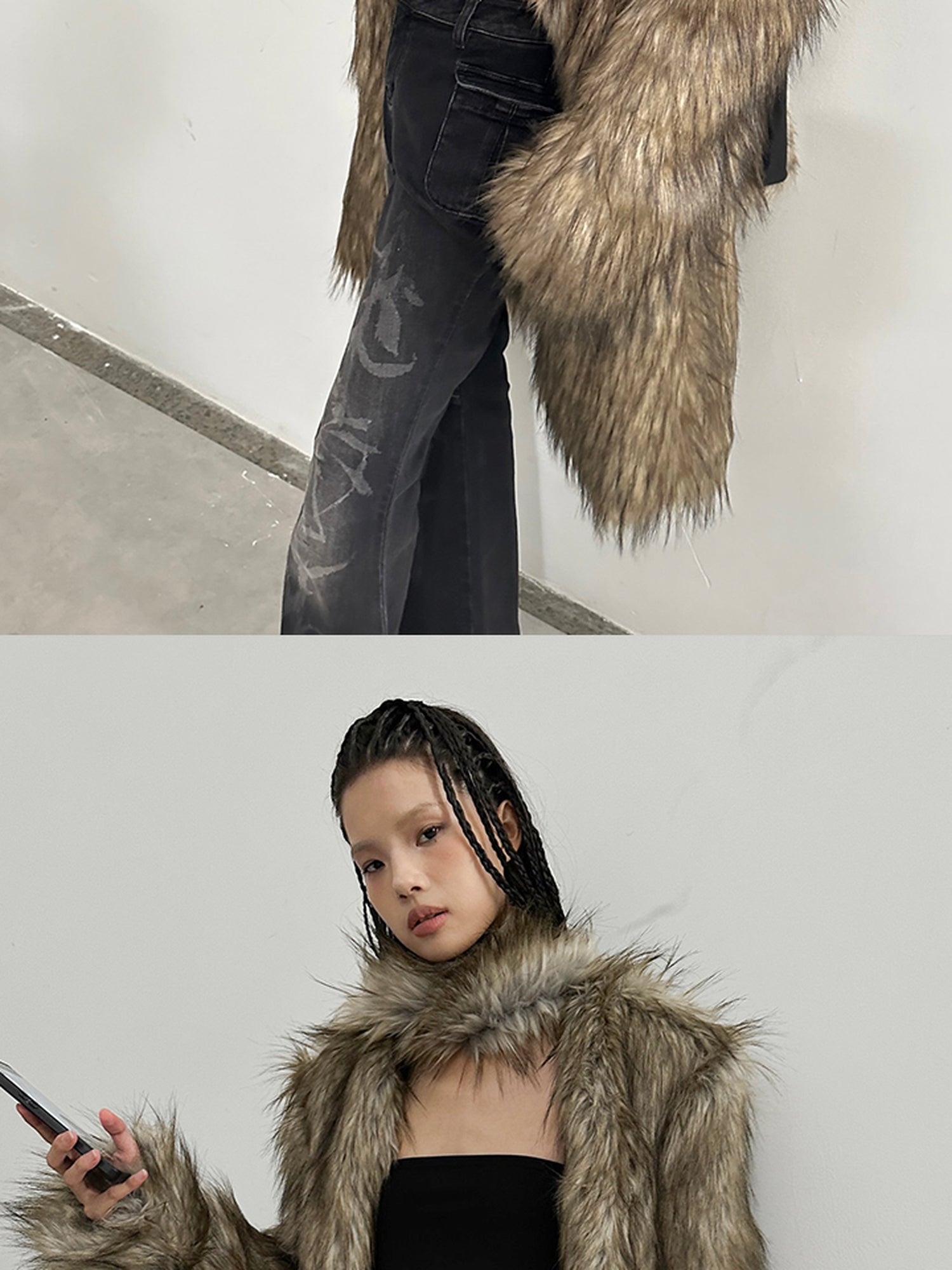 AnnoMundi Double Faced Trench Coat With Eco Fur