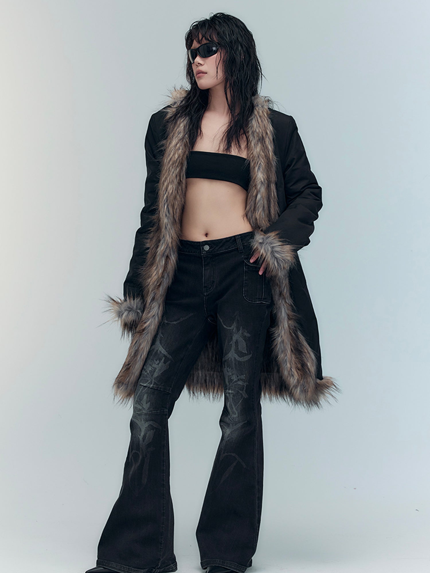 AnnoMundi Double Faced Trench Coat With Eco Fur