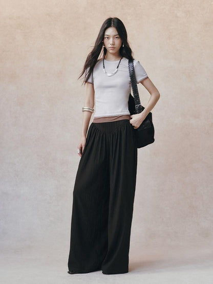 AnnoMundi Double Layer Contrast Lace Spliced Slim Women&