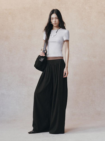 AnnoMundi Double Layer Contrast Lace Spliced Slim Women&