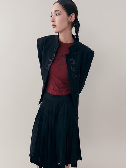 AnnoMundi Dragon Embroidered Blazer In Ink Wash