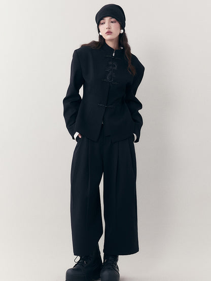 AnnoMundi Dragon Embroidered Blazer In Ink Wash