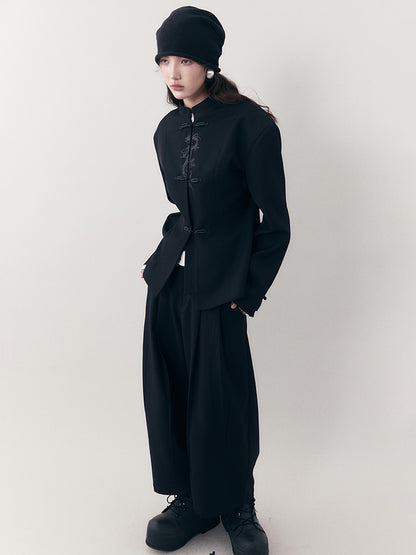 AnnoMundi Dragon Embroidered Blazer In Ink Wash
