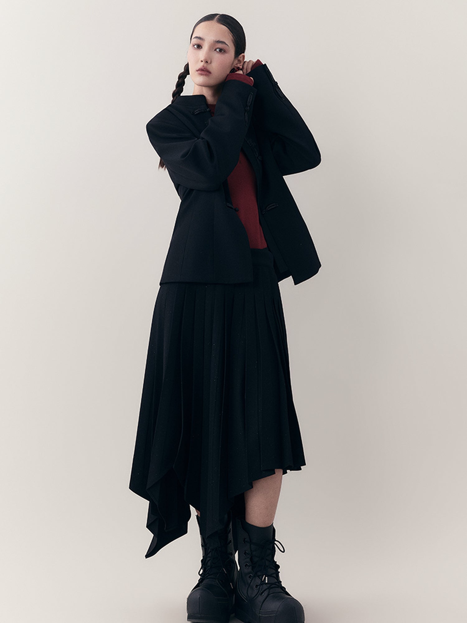 AnnoMundi Dragon Embroidered Blazer In Ink Wash