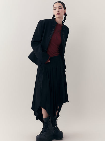 AnnoMundi Dragon Embroidered Blazer In Ink Wash
