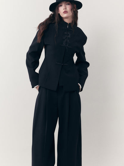 AnnoMundi Dragon Embroidered Blazer In Ink Wash