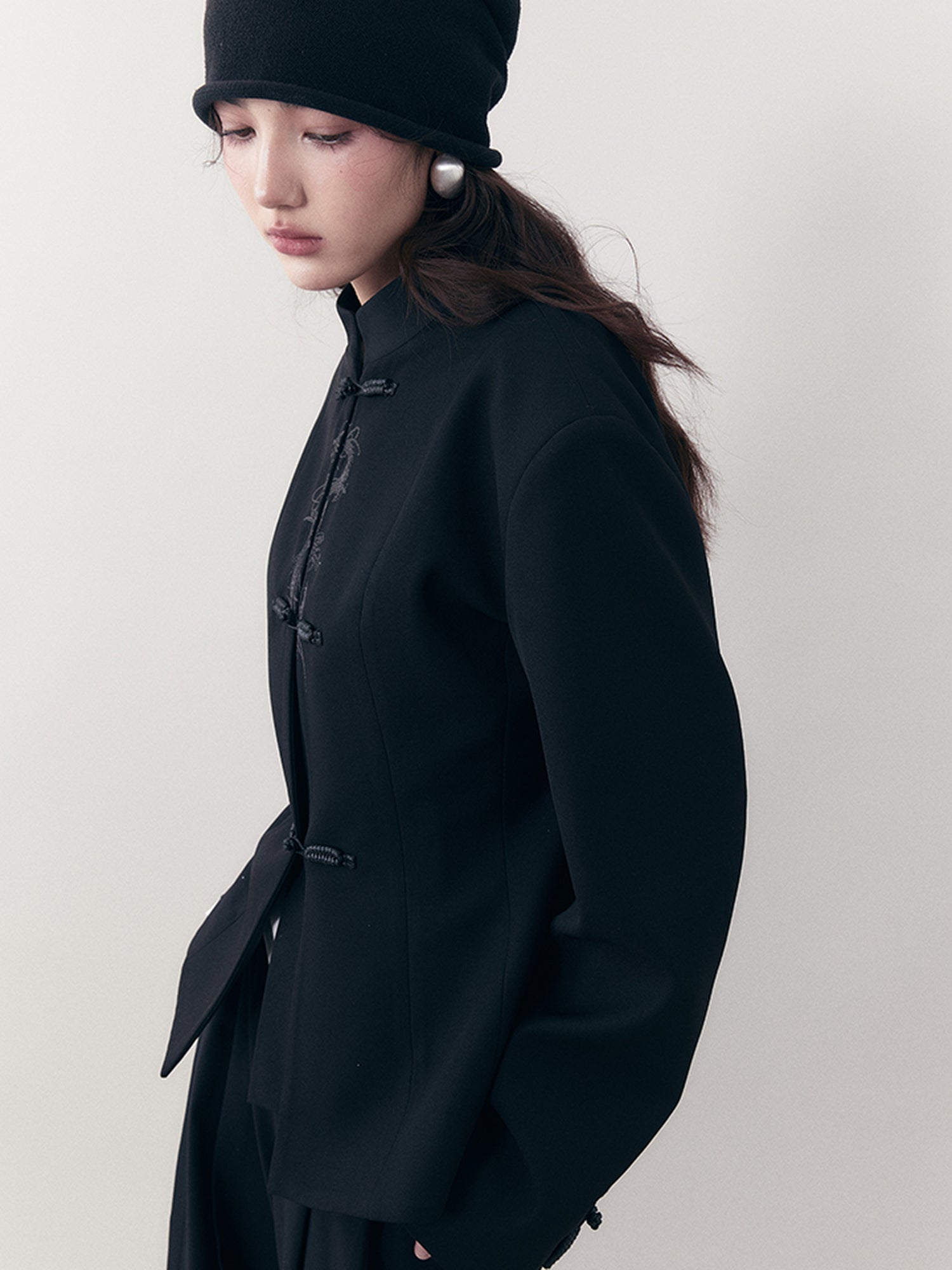 AnnoMundi Dragon Embroidered Blazer In Ink Wash