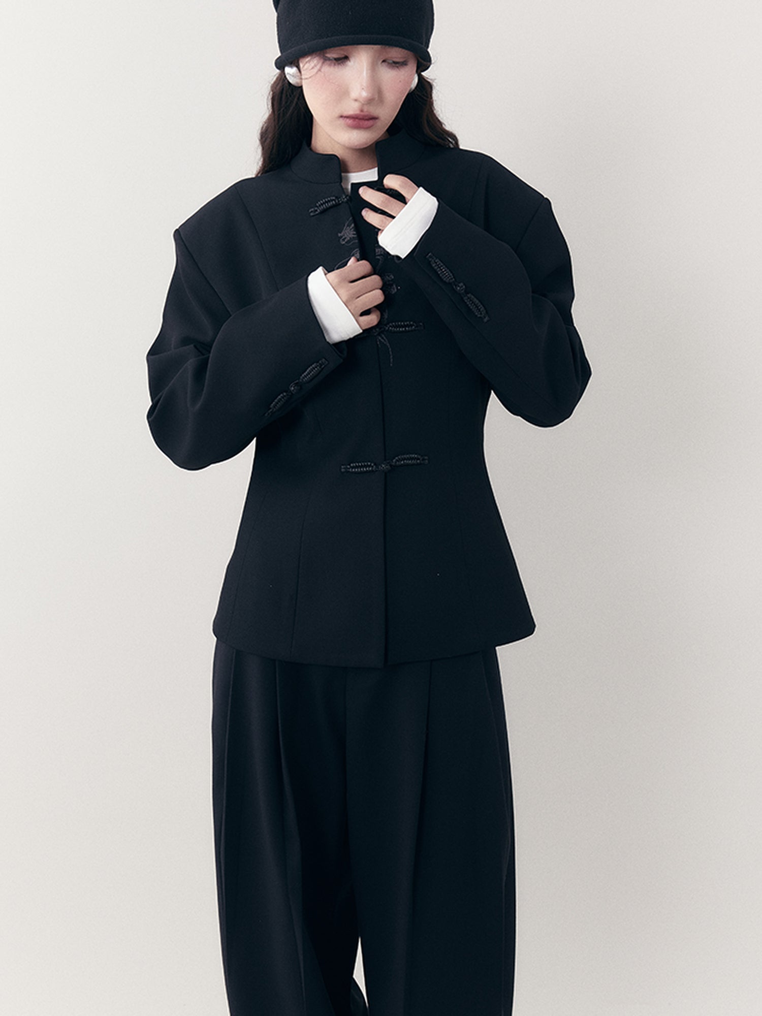AnnoMundi Dragon Embroidered Blazer In Ink Wash