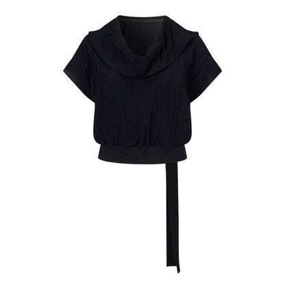 AnnoMundi Draped Collar Ribbon Tie Drop Shoulder Women&