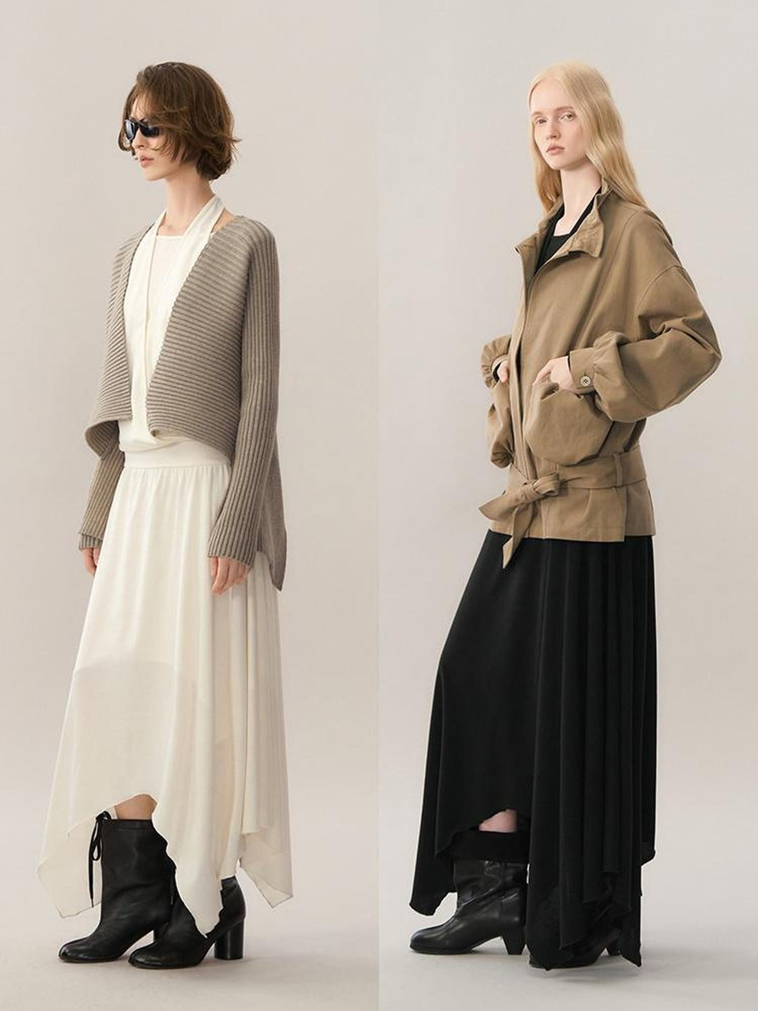 AnnoMundi Draped Halter Faux Two Piece Long Sleeve Waist Cinched Women&