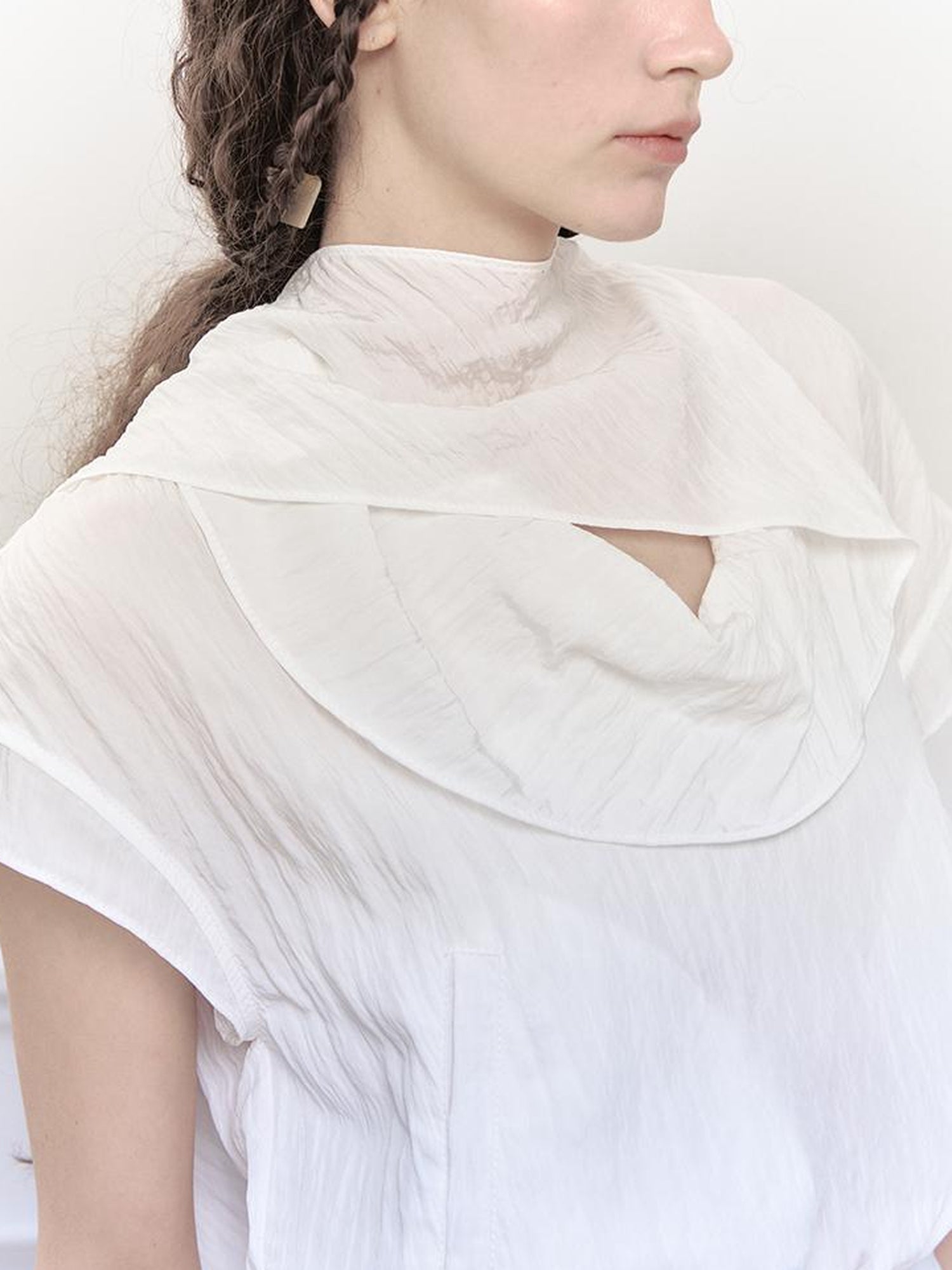 AnnoMundi Draped Neckline Hand Stitched A Line Skirt Two Piece Set