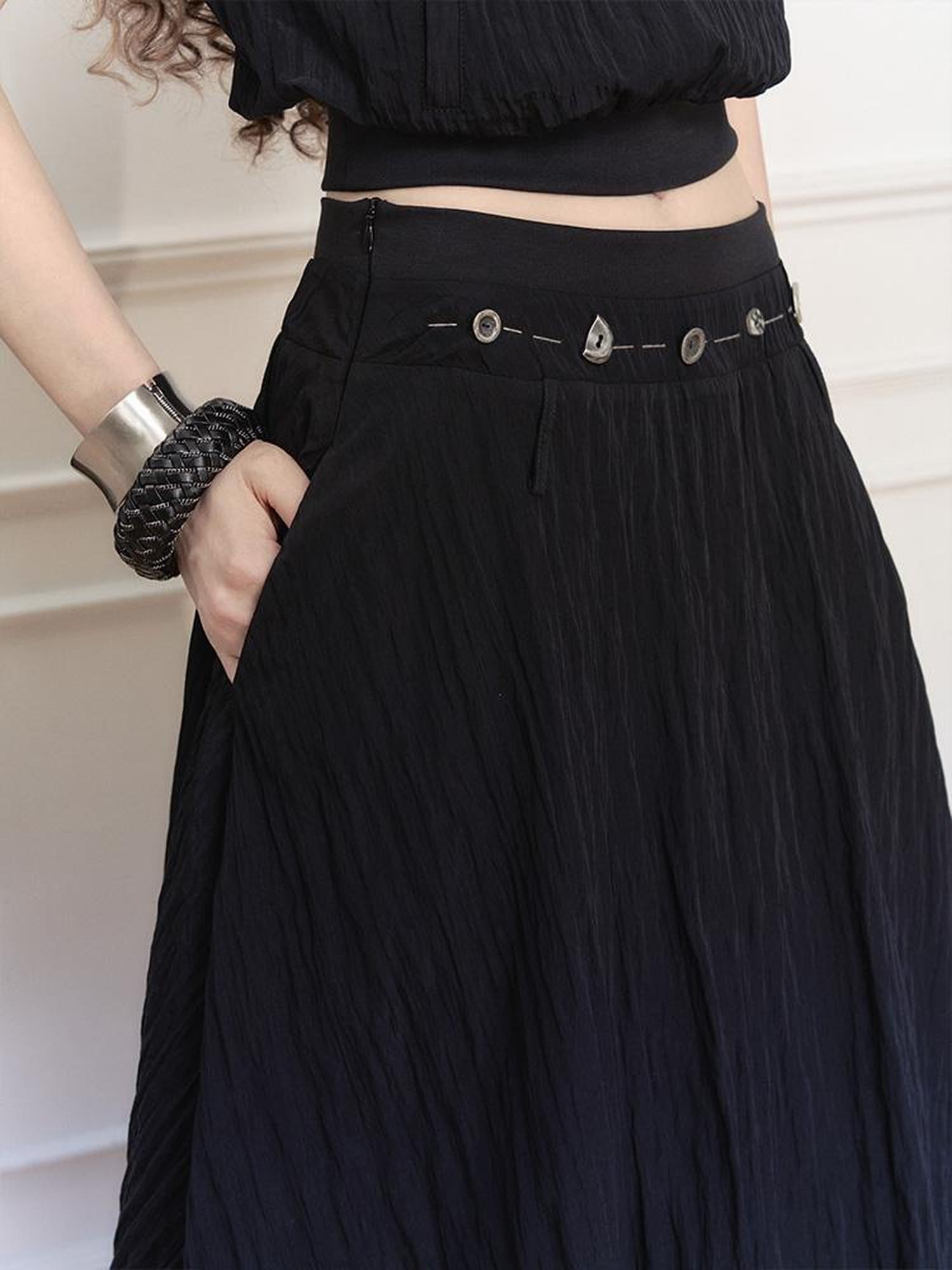 AnnoMundi Draped Neckline Hand Stitched A Line Skirt Two Piece Set