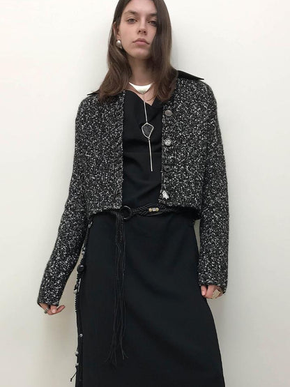 AnnoMundi Draped Neckline Slit Sleeve Black Maxi Dress