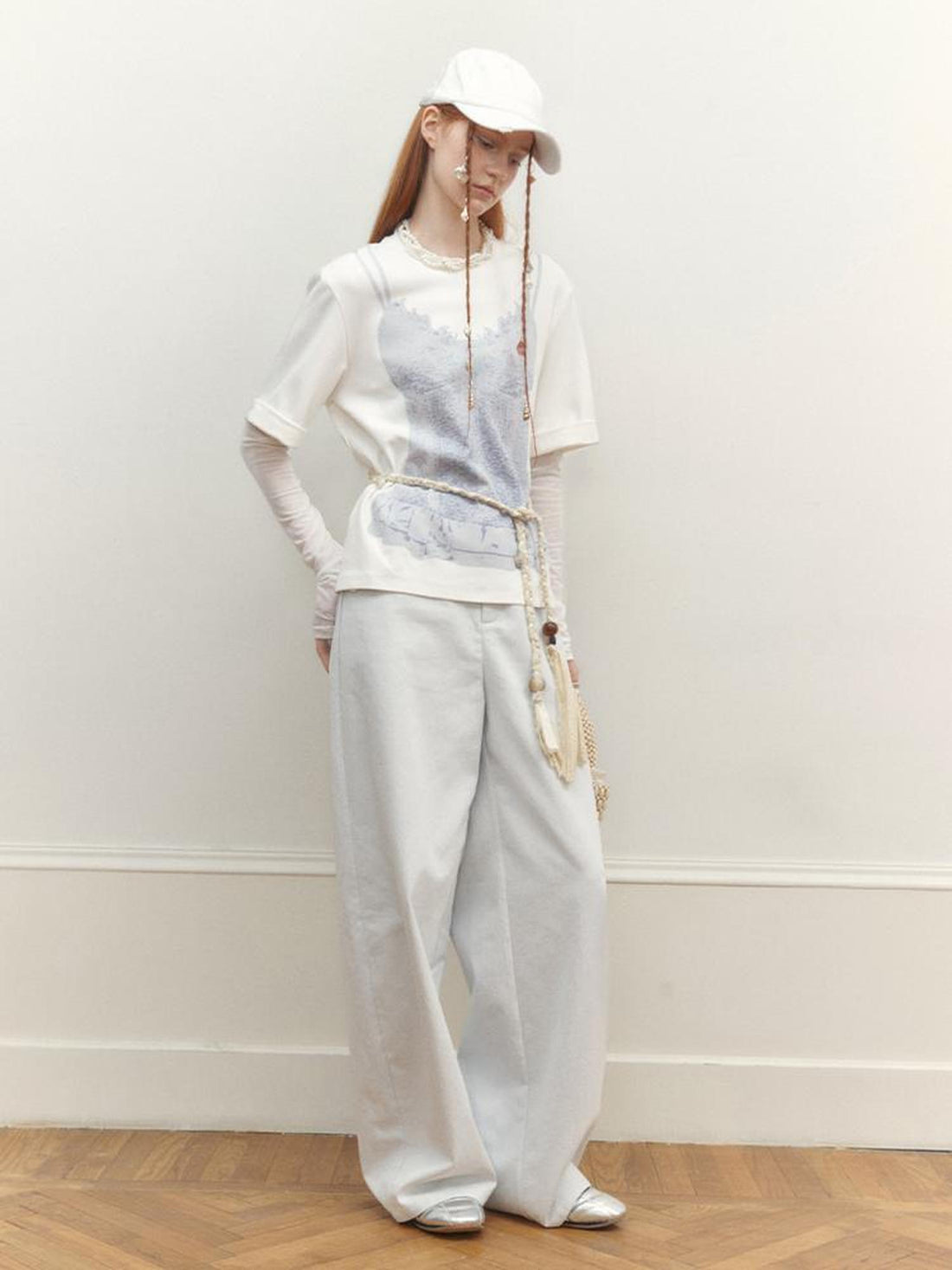 AnnoMundi Draped Print Slip Tee