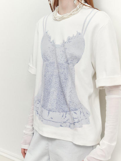 AnnoMundi Draped Print Slip Tee
