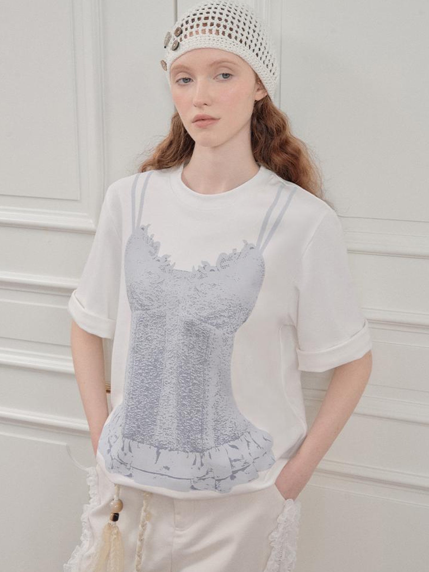 AnnoMundi Draped Print Slip Tee