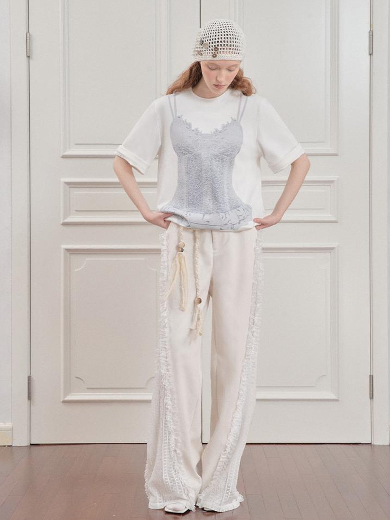 AnnoMundi Draped Print Slip Tee